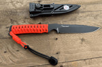 Couteau Wildsteer Wild Tech4 XL WT4XL3122 lame noire 11,5cm manche paracorde Orange Fluo + étui en POM