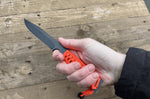 Couteau Wildsteer Wild Tech4 XL WT4XL3122 lame noire 11,5cm manche paracorde Orange Fluo + étui en POM