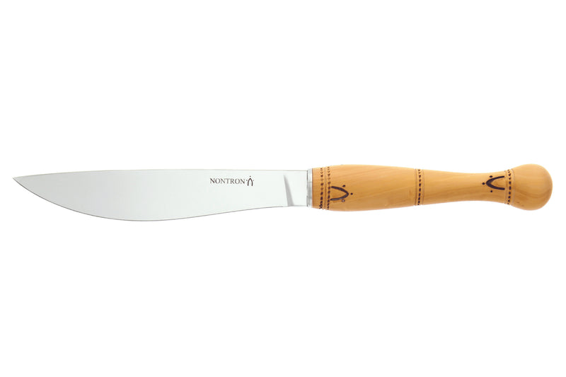 Couteau à fromage Nontron 87606 manche sabot en buis pyrogravé