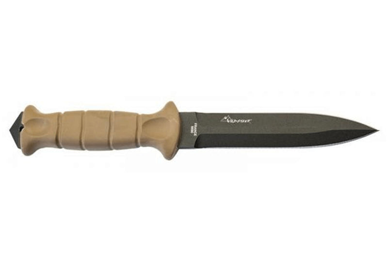 Couteau Wildsteer SAS SAS3115 lame noire double tranchant 13,7cm manche tactiprène Coyote avec brise-vitre + étui en POM/nylon