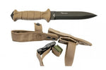 Couteau Wildsteer SAS SAS3115 lame noire double tranchant 13,7cm manche tactiprène Coyote avec brise-vitre + étui en POM/nylon