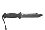 Couteau Wildsteer Sherkan SHE3113 lame noire tanto 13,5cm manche tactiprène noir + étui en POM/nylon