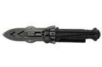 Couteau Wildsteer Sherkan SHE3113 lame noire tanto 13,5cm manche tactiprène noir + étui en POM/nylon