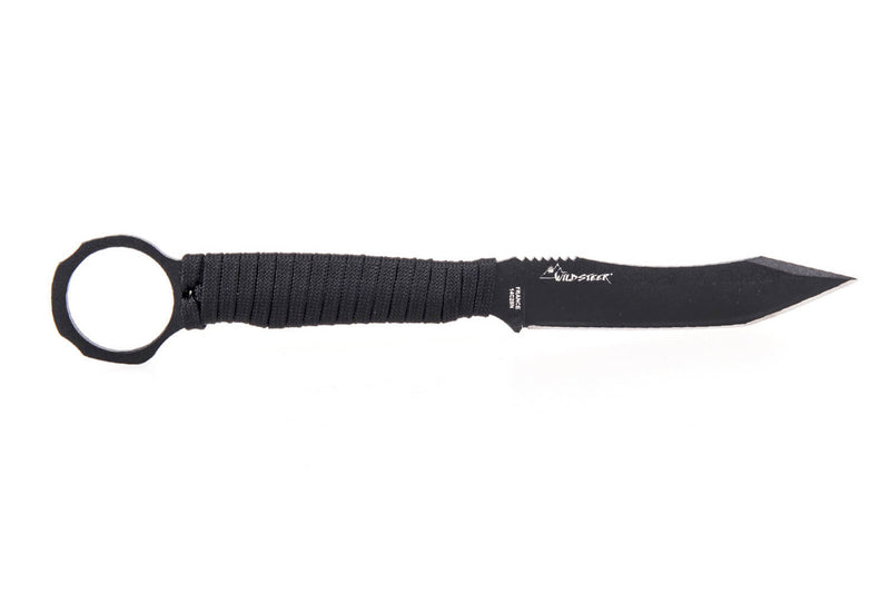 Couteau Wildsteer Scorpion SCO3113 lame noire tanto 8,4cm manche paracorde noir + étui Kydex