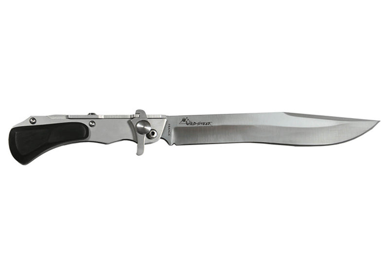 Couteau pliant de chasse Wildsteer W'eStaing WES0106 manche bois d'ébène 13cm + étui en cuir