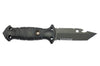 Couteau Wildsteer Spike SPI3213 lame tanto semi-dentée 9,5cm manche tactiprène noir + pommeau brise-vitre + étui nylon