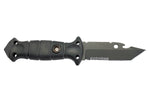 Couteau Wildsteer Spike SPI3213 lame tanto semi-dentée 9,5cm manche tactiprène noir + pommeau brise-vitre + étui nylon