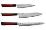 Coffret de 3 couteaux japonais Kanetsugu Heptagon Uto universel, chef et pain
