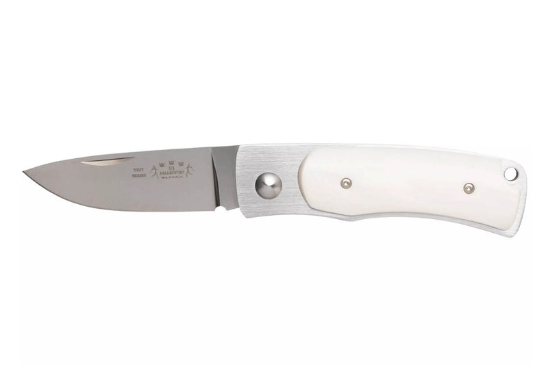 Couteau pliant Fallkniven U1EY Elmax manche Elforyn imitation ivoire 8,6cm + étui Cordura