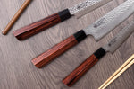 Coffret de 3 couteaux japonais Kanetsugu Heptagon Uto universel, chef et pain
