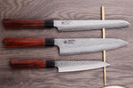 Coffret de 3 couteaux japonais Kanetsugu Heptagon Uto universel, chef et pain