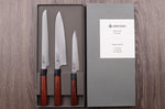 Coffret de 3 couteaux japonais Kanetsugu Heptagon Uto universel, chef et pain