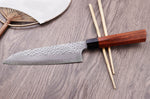 Couteau santoku japonais Kanetsugu Heptagon Uto martelé 17cm