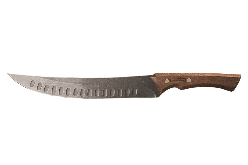 Couteau à viande Tramontina Churrasco à lame noire alvéolée et manche en bois