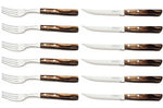Coffret 6 couteaux à steak lame crantée + 6 fourchettes Tramontina Churrasco manche marron