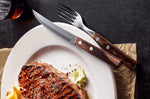 Coffret 6 couteaux à steak lame crantée + 6 fourchettes Tramontina Churrasco manche marron