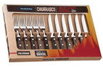 Coffret 6 couteaux à steak lame crantée + 6 fourchettes Tramontina Churrasco manche marron
