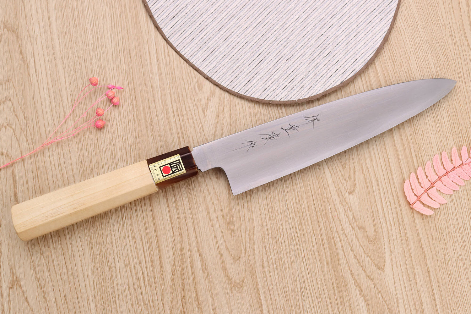 Couteau de chef japonais artisanal Kasahara Shigehiro forgé par Yoshikazu Ikeda 21cm