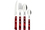 Ménagère 24 couverts de table Tramontina en inox et bois rouge