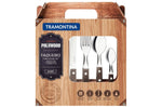 Ménagère 24 couverts de table Tramontina en inox et bois marron
