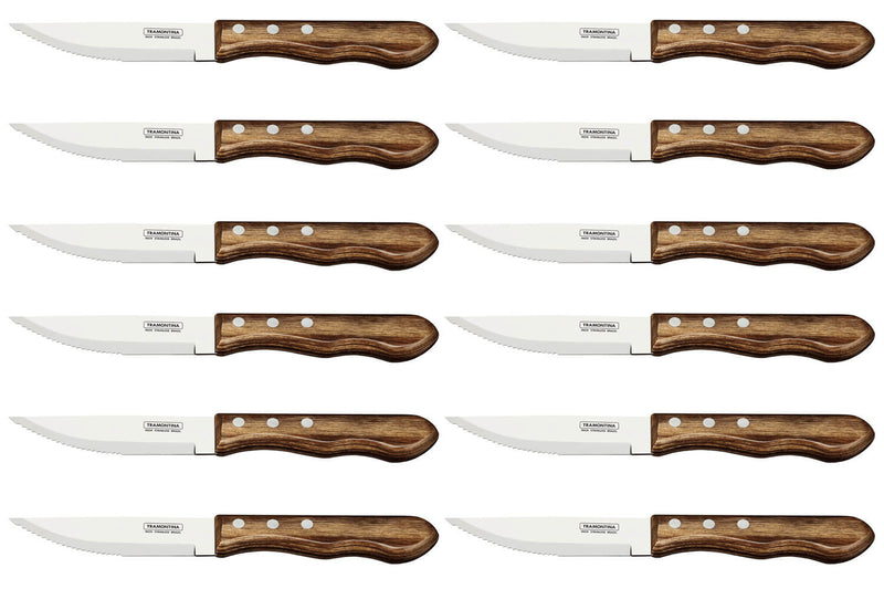 Set de 12 couteaux à steak Tramontina Jumbo lame 13cm manche marron