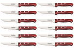 Set de 12 couteaux à steak Tramontina Gaucho lame 13cm manche rouge