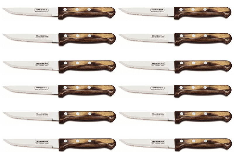 Set de 12 couteaux à steak Tramontina Gaucho lame 13cm manche marron