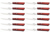 Set de 12 couteaux à steak Tramontina lame crantée 10cm manche rouge