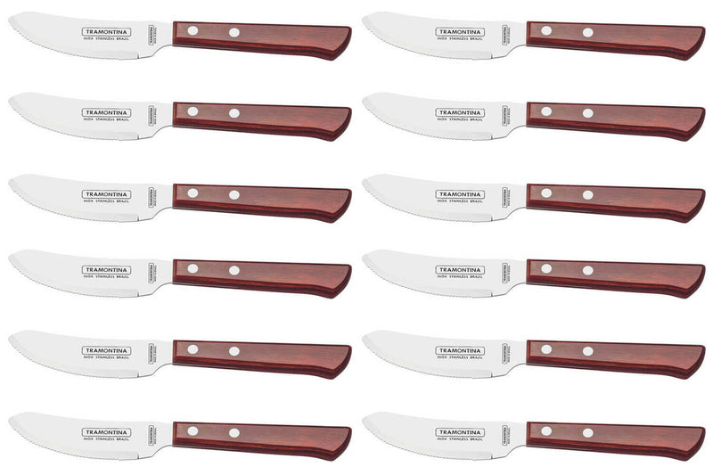 Set de 12 couteaux à steak/pizza Tramontina manche rouge