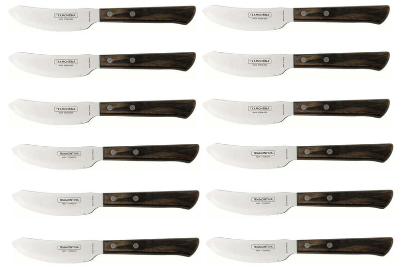 Set de 12 couteaux à steak/pizza Tramontina manche marron