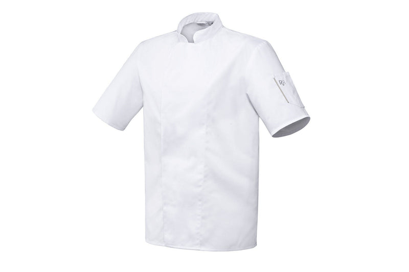 Veste de cuisine mixte Robur Nero blanche à manches courtes - XS - S