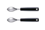 Set de 2 cuillères à quenelle Triangle en acier inox manches en green grip - 6 cm