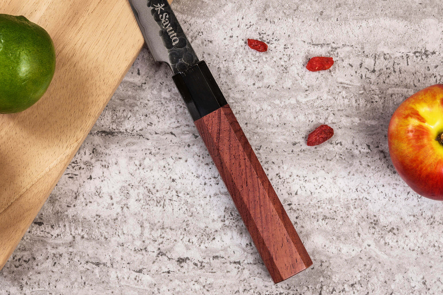 Coffret 2 couteaux Sayuto Séquoia San Mai Santoku + Office