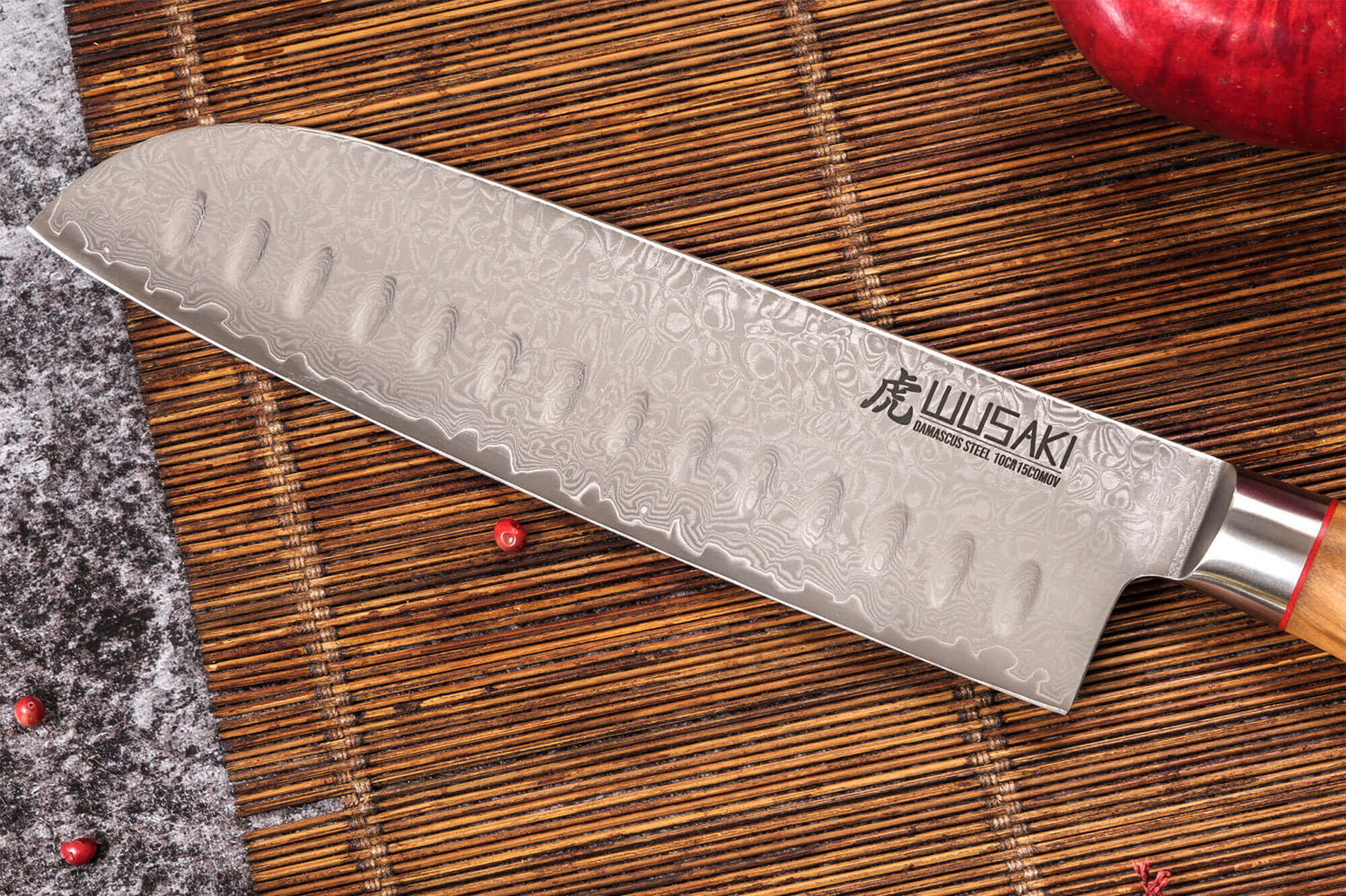 Couteau santoku 18cm Wusaki Fujiko 10CR damas
