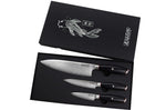 Coffret 3 couteaux Wusaki Fujiko Black 10CR Chef + Office + Universel