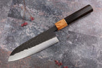 Couteau santoku 16,5cm japonais artisanal Yuzo Black SLD ébène et olivier