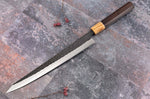 Couteau sujihiki 27cm japonais artisanal Yuzo Black SLD ébène et olivier