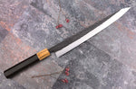 Couteau sujihiki 27cm japonais artisanal Yuzo Black SLD ébène et olivier