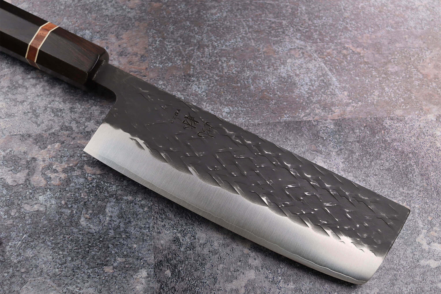 Couteau nakiri 16,5cm japonais artisanal Yuzo Black SLD ébène et cognassier
