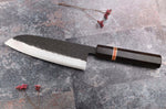 Couteau santoku 16,5cm japonais artisanal Yuzo Black SLD ébène et cognassier