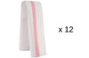 Set de 12 torchons Robur Taoste 70x50cm blanc et rose 100% coton