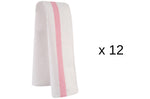 Set de 12 torchons Robur Taoste 70x50cm blanc et rose 100% coton