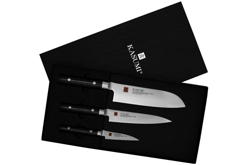 Coffret 3 couteaux japonais Kasumi Standard lames Damas