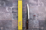 Couteau sujihiki 24cm japonais artisanal Yuzo Black SLD ébène et cognassier