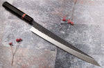 Couteau sujihiki 27cm japonais artisanal Yuzo Black SLD ébène et cognassier