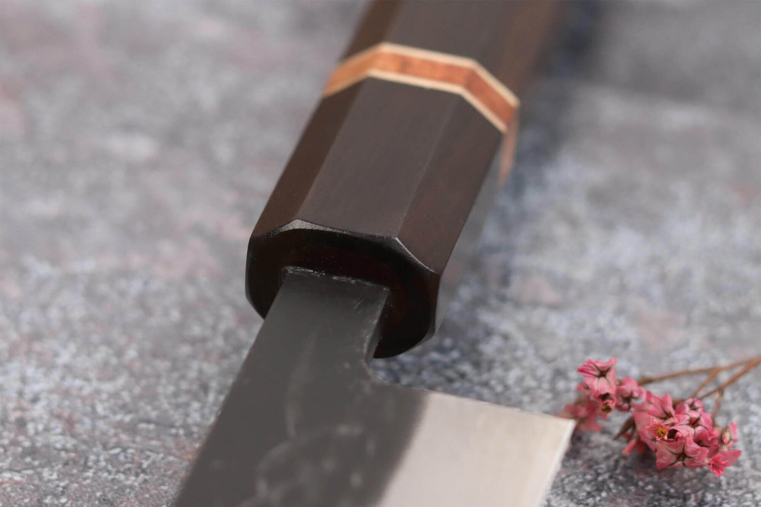 Couteau sujihiki 27cm japonais artisanal Yuzo Black SLD ébène et cognassier