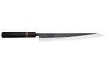 Couteau sujihiki 27cm japonais artisanal Yuzo Black SLD ébène et cognassier