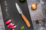 Coffret de 2 couteaux Wusaki Damas 10Cr manches en olivier Chef + Office