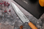 Coffret de 2 couteaux Wusaki Damas 10Cr manches en olivier Chef + Office