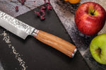 Coffret de 2 couteaux Wusaki Damas 10Cr manches en olivier Chef + Office